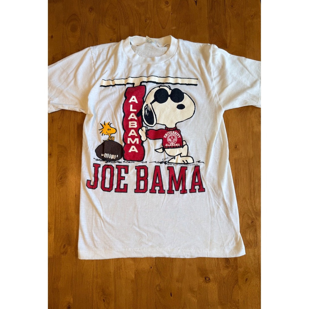 Vintage Artex Alabama Joe Bama Snoopy T-Shirt‎ White Medium 70s Peanuts USA Made